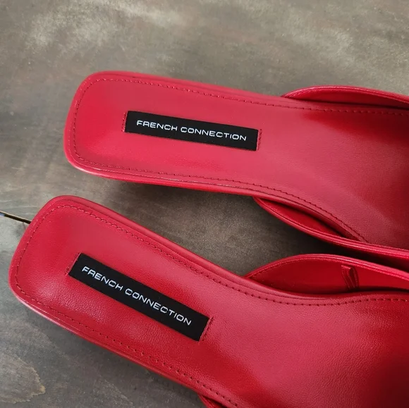 French Connection Red Heart Kitten Mule Heels - Size 8 - Picture 4 of 7
